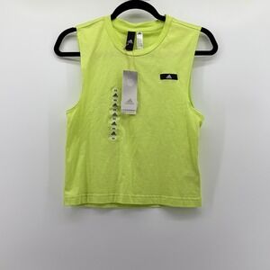 Adidas Women W BF Tank Pulse Lime Green Sleeveless Muscle Crop Top HG7014 XS NWT